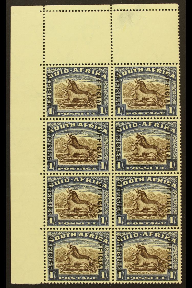 7807 OFFICIALS 1935-49 1s Brown & Grey-blue, Issue 4, Corner Marginal Block Of 8, SG O25, Stamps Never Hinged Mint, Faul - Unclassified