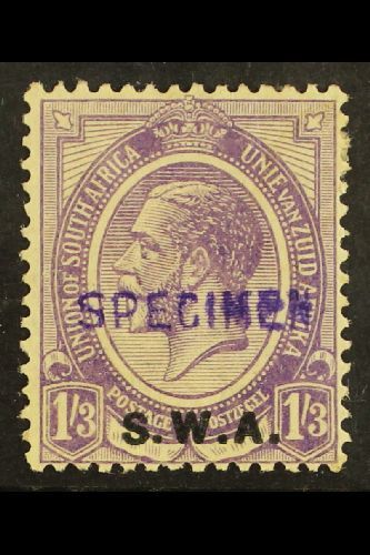 7849 1927-30 1s3d Violet, Handstamped "SPECIMEN" SG 56s, Average Mint. For More Images, Please Visit Http://www.sandafay - South West Africa (1923-1990)