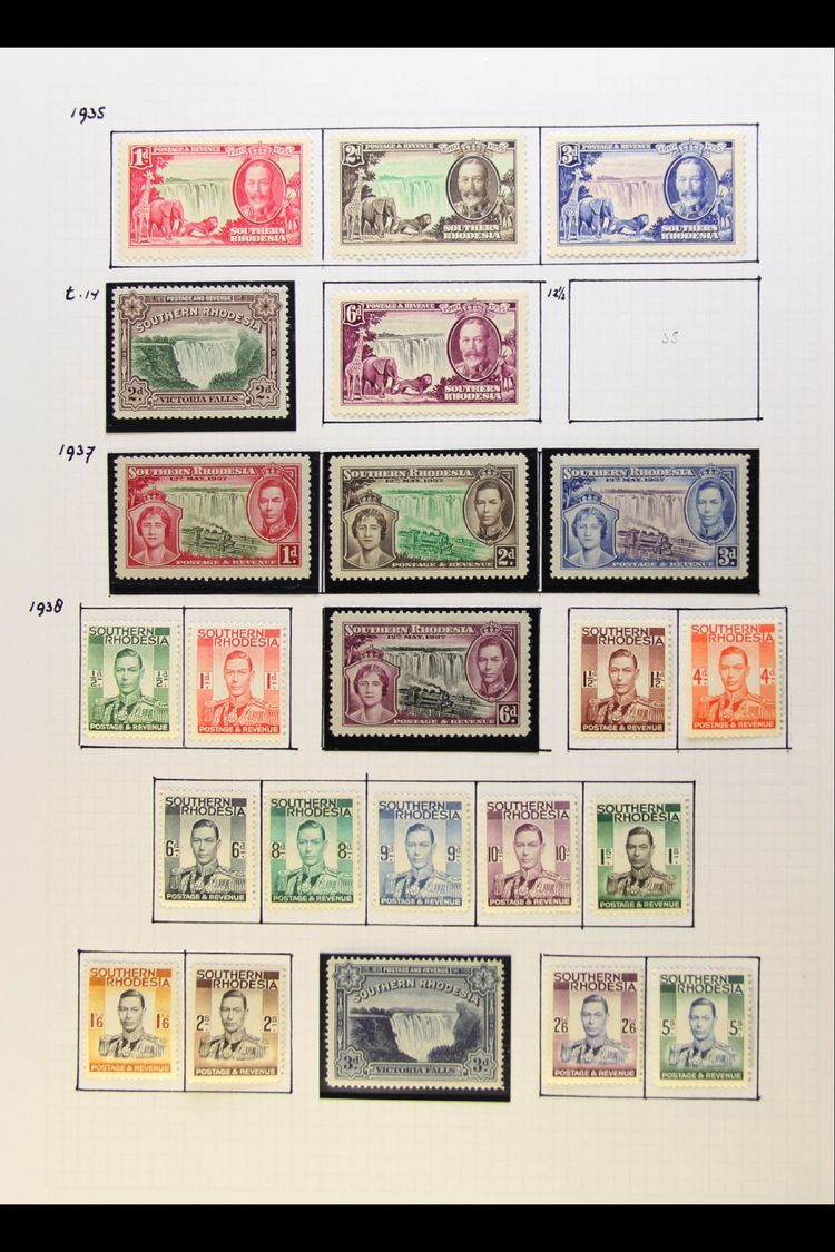 7863 1924-1964 FRESH MINT & FINE USED Collection On Leaves. With Useful KGV Used Definitive Ranges (1924-29 To 1s And 19 - Southern Rhodesia (...-1964)