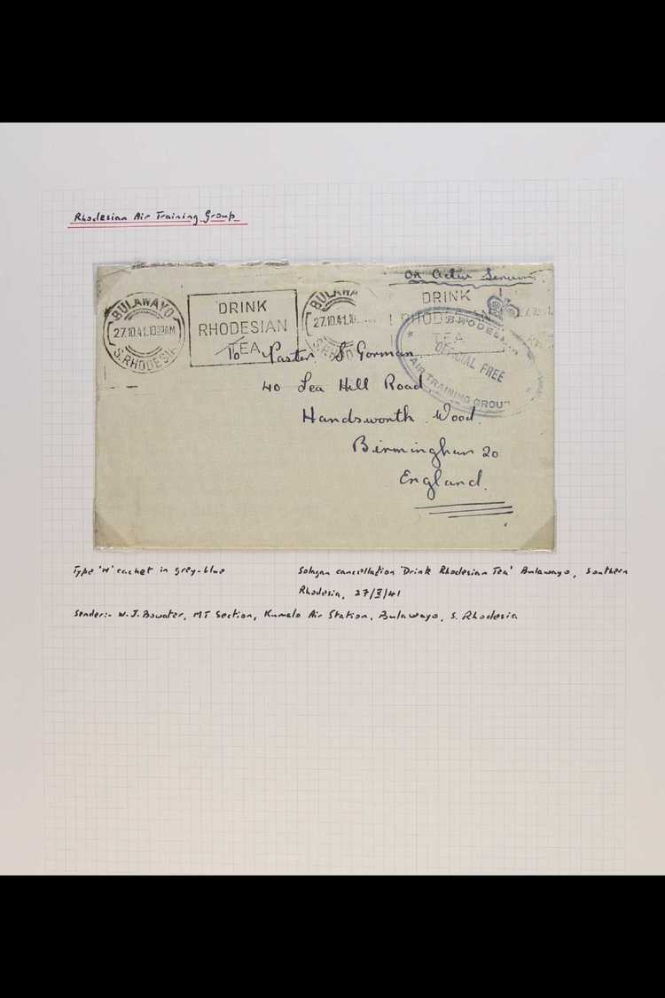 7870 1941-1943 ROYAL AIR FORCE TRAINING GROUP MAIL. An Interesting Group Of Stampless 'On Active Service' Covers Written - Southern Rhodesia (...-1964)