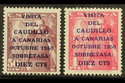 7888 1951 Gen. Franco's Canary Is Visit Set, Both Stamps With The 14¾mm "CAUDILLO" Overprint Variety, Edifil 1088he/89he - Other & Unclassified