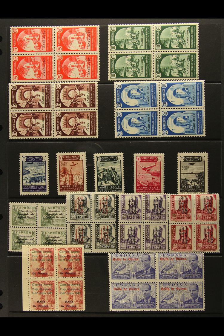 7892 1903-50 MINT (MOSTLY NEVER HINGED) SELECTION On Stock Pages. Includes CAPE JUBY 1939 Set As Never Hinged Mint Block - Other & Unclassified