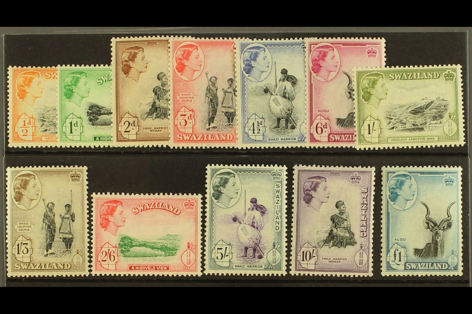 7927 1956 Definitives Complete Set, SG 53/64, Never Hinged Mint. (12 Stamps) For More Images, Please Visit Http://www.sa - Swaziland (...-1967)