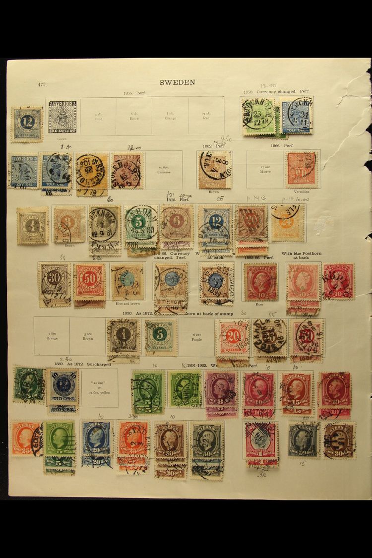 7934 1858-1936 OLD COLLECTION On Pages, Mint Or Used, Inc 1858-62 24o (x2) & 30o Used, 1872-77 Numerals To 1r Used, Offi - Other & Unclassified