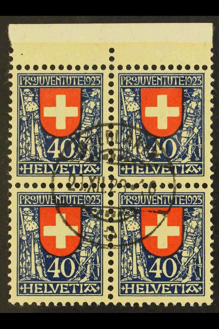 7941 1923 40c (+10c) Pro Juventute (Mi 188, Zum 28), Upper Marginal BLOCK OF FOUR Very Fine Used With Central Cds. For M - Other & Unclassified
