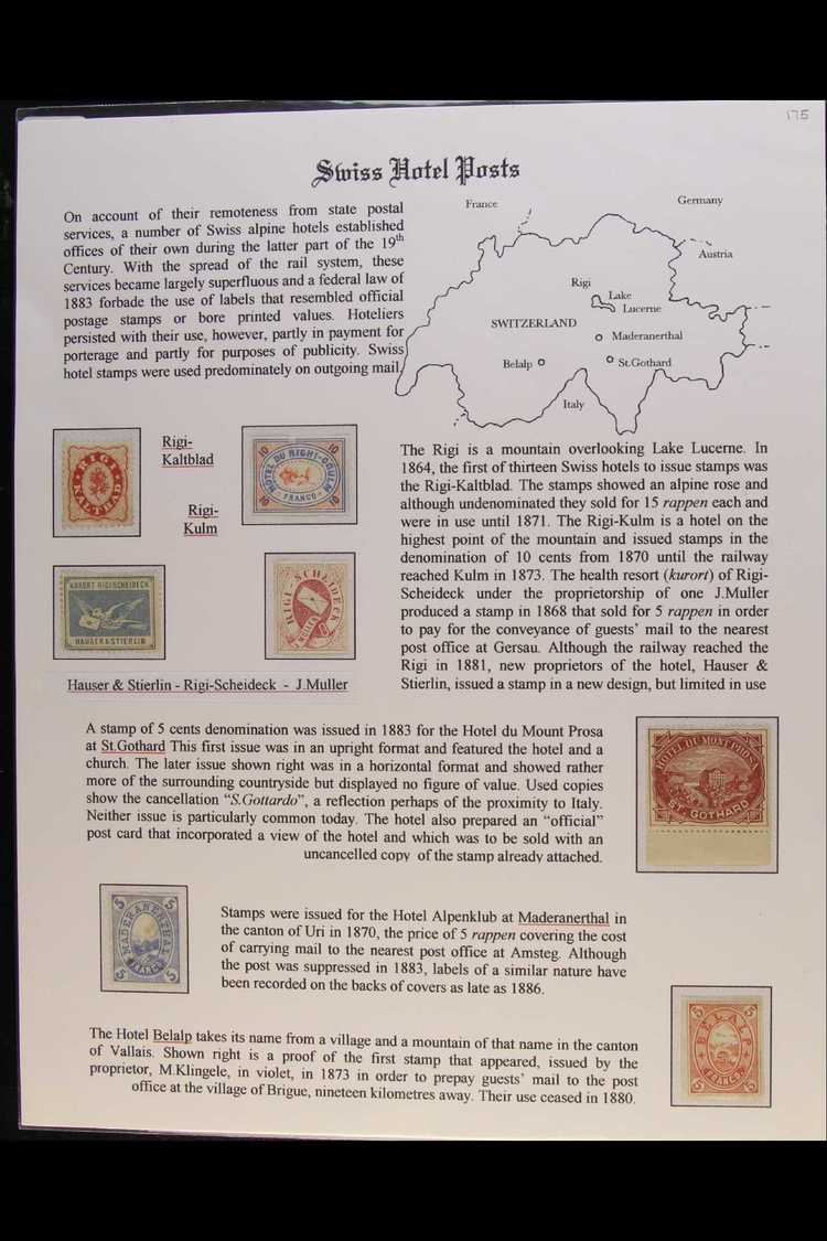 7946 HOTEL POSTS Attractive Little Collection Of Unused Stamps Fully Written Up And Illustrated On A Display Page With I - Other & Unclassified