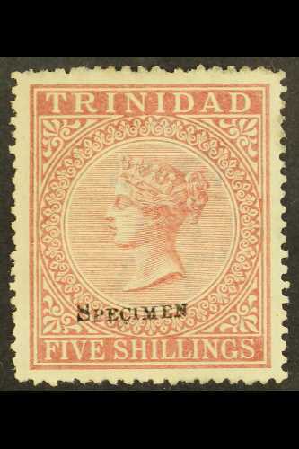 7990 1869 PRESENTATION 5S SPECIMEN 5s Rose-lake With Rare Local Type "SPECIMEN" Handstamp In Small Serif Capitals (11.5 - Trinidad & Tobago (...-1961)