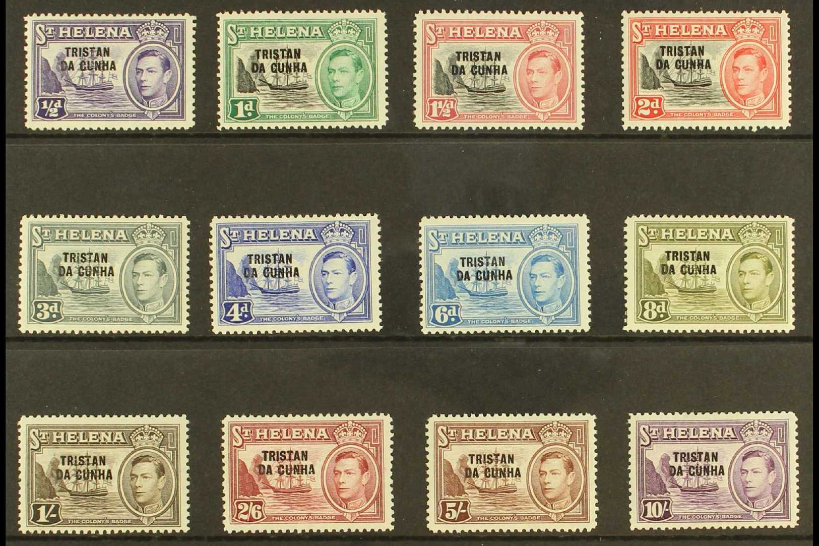8001 1952 KGVI Opt'd Complete Definitive Set, SG 1/12, Fine Mint (12 Stamps) For More Images, Please Visit Http://www.sa - Tristan Da Cunha