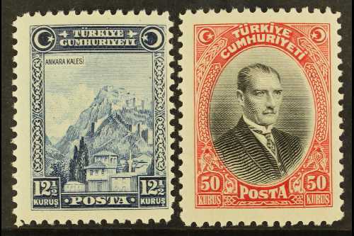 8015 1929 (first "U" Of "CUMHURIYETI" Without Umlaut) 12½k And 50k, Mi 889/90, Fine Mint, Very Lightly Hinged. (2 Stamps - Other & Unclassified