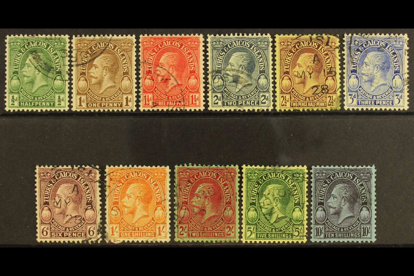 8027 1928 Definitives Complete Set, SG 176/86, Very Fine Used. (11 Stamps) For More Images, Please Visit Http://www.sand - Turks And Caicos