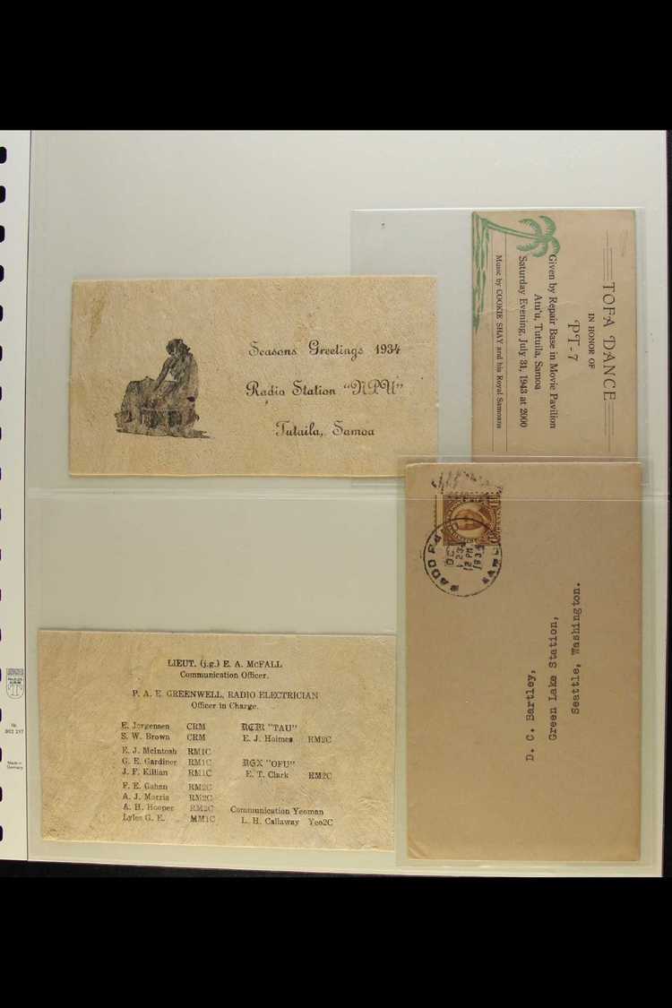 8087 AMERICAN SAMOA EPHEMERA Nice Group Of Items, Blank, Undated, Invite To Government House, C.1935 Christmas Card On C - Other & Unclassified
