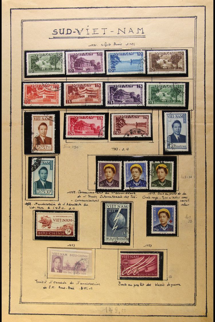 8108 1951-1974 COMPREHENSIVE ALL DIFFERENT COLLECTION On Leaves, Fine Mint (some Never Hinged) Or Used Stamps, Almost CO - Vietnam