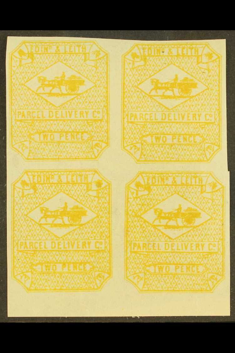 8170 CIRCULAR DELIVERY COMPANY LOCAL STAMPS EDINBURGH & LEITH 1866 2d Yellow Imperf, SG Spec CD18, Mint BLOCK Of 4, Fres - Other & Unclassified