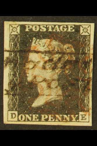 8190 1840 1d Black 'DE' Plate 1a With Large Part Of The Framed "ABINGDON / PENNY POST" Handstamp In Black Then Further C - Unclassified