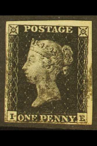 8197 1840 1d Intense Black 'IE' Plate 1b, SG 1, Used With 4 Margins And Black Maltese Cross Cancellation.  For More Imag - Unclassified