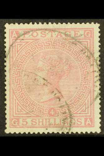 8269 1867-83 5s Rose Plate 4, Wmk Anchor, SG 134, Very Fine Used With Light Oval Cancellations. Scarce In This Lovely At - Other & Unclassified