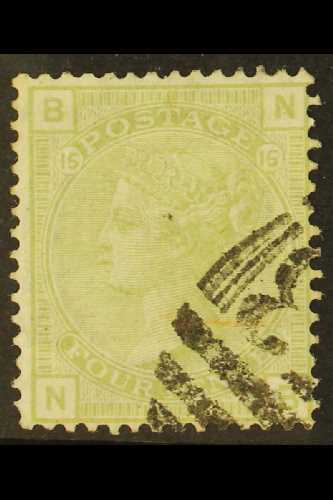 8276 1873-80 4d Sage- Green Plate 15, Wmk Large Garter, SG 153, Very Fine Used With Numeral Cancellation Over One Corner - Other & Unclassified
