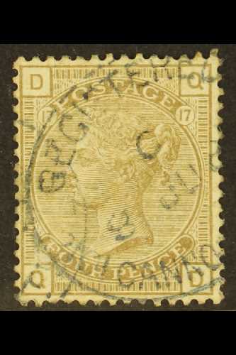 8281 1880-83 4d Grey-brown, Plate 17, SG 160, Very Fine Used Bearing "Cannock" Registered Cancel For More Images, Please - Other & Unclassified