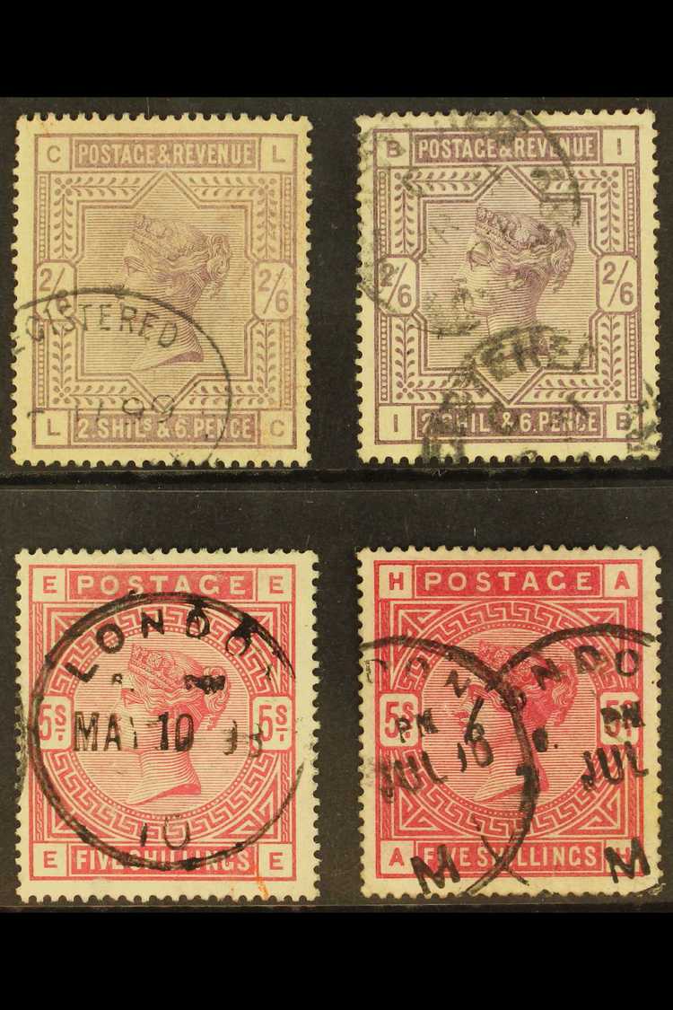 8292 1883-84 2s6d Lilac, 2s6d Deep Lilac, 5s Rose & 5s Crimson, SG 178-181, Used Circular Or Oval Dated Cancellations, C - Other & Unclassified