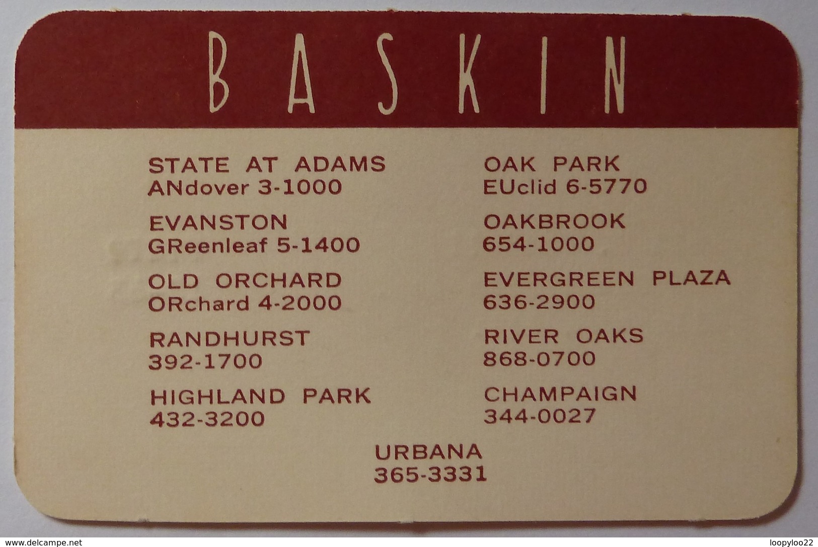 USA - BASKIN - Early Merchant Credit Card - 1950-1960 - Used - Krediet Kaarten (vervaldatum Min. 10 Jaar)