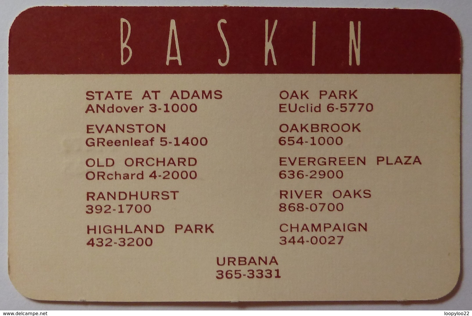 USA - BASKIN - Early Merchant Credit Card - 1950-1960 - Used - Cartes De Crédit (expiration Min. 10 Ans)