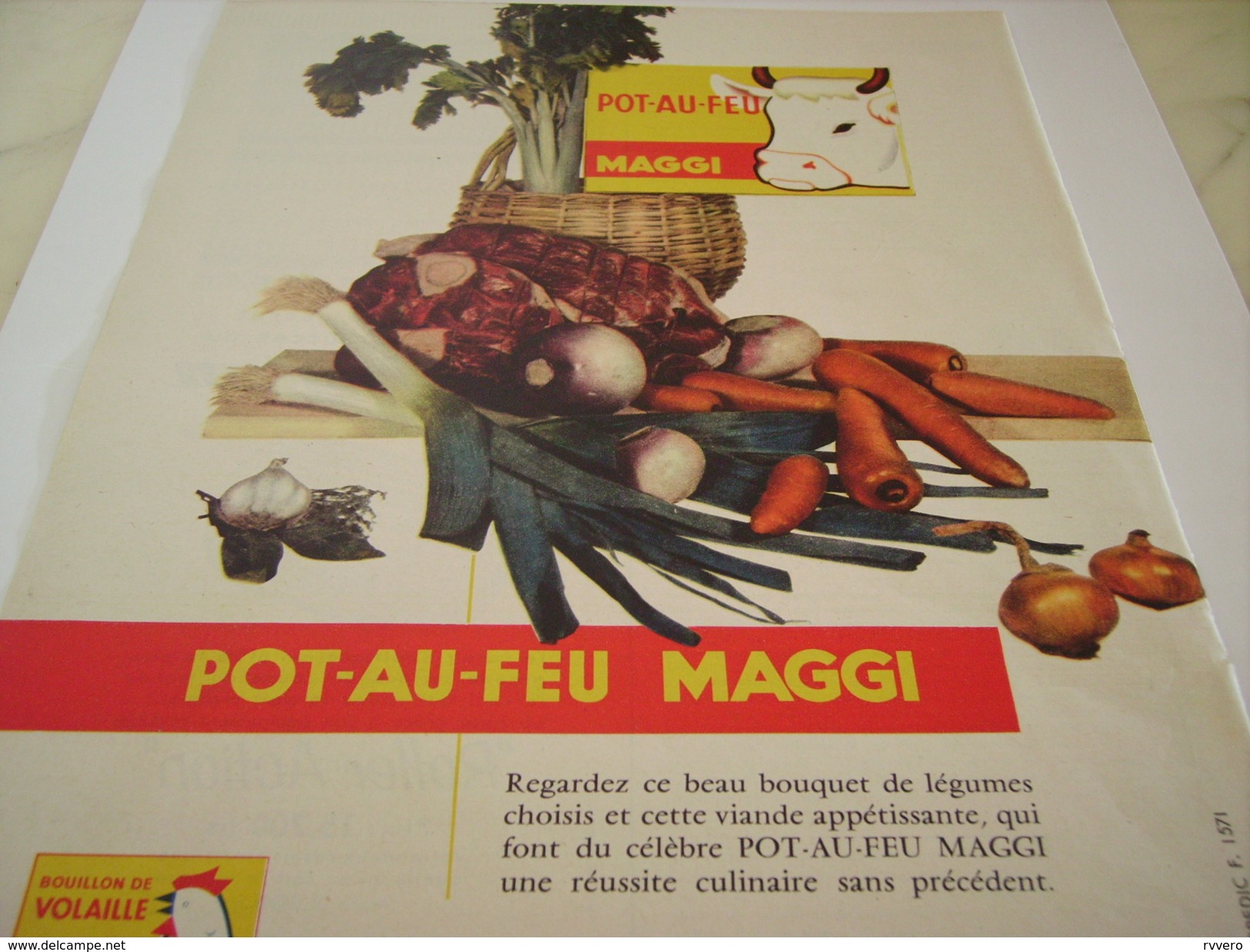 ANCIENNE PUBLICITE POT AU FEU  DE  MAGGI 1957 - Affiches