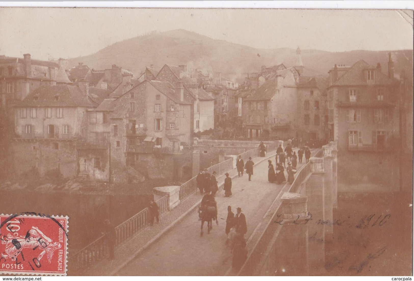 Carte PHOTO 1910 ST GENIEZ D'OLT / PONT ET VIEILLES MAISONS - Sonstige & Ohne Zuordnung