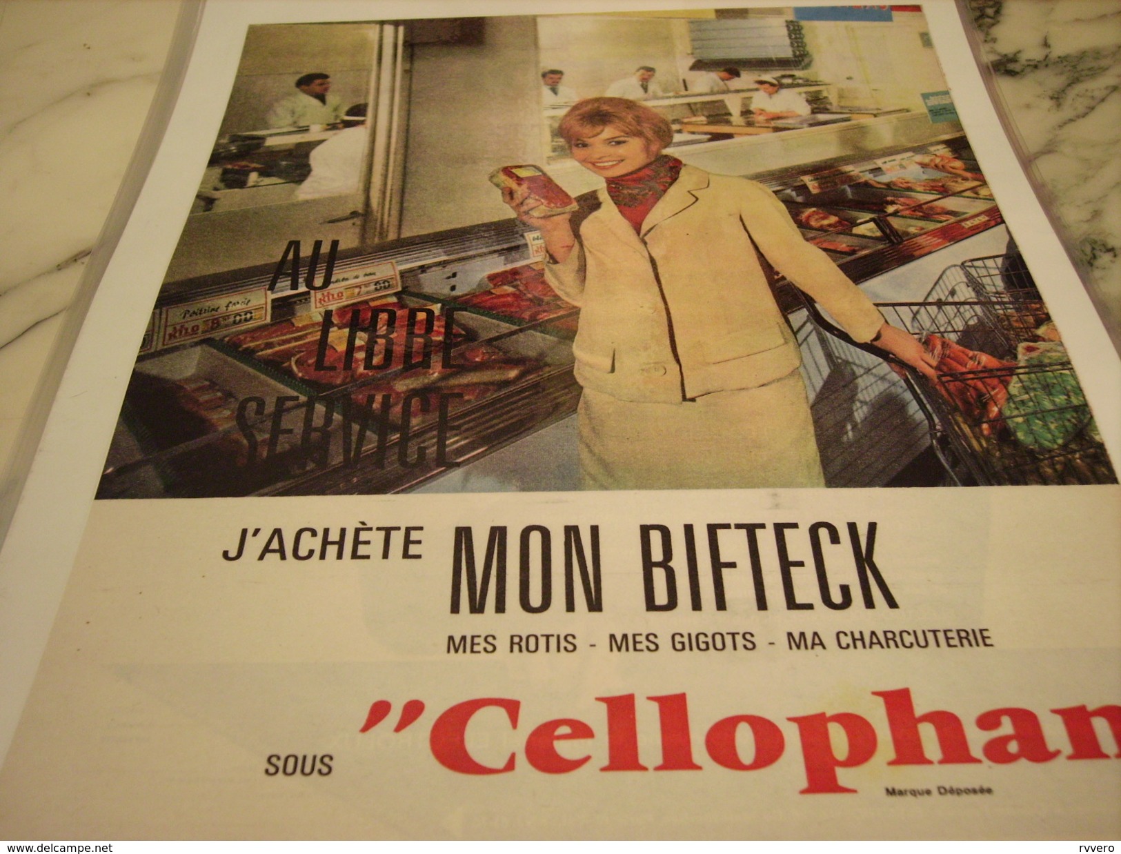 ANCIENNE PUBLICITE MON BIFTECK SOUS CELLOPHANE 1961 - Posters