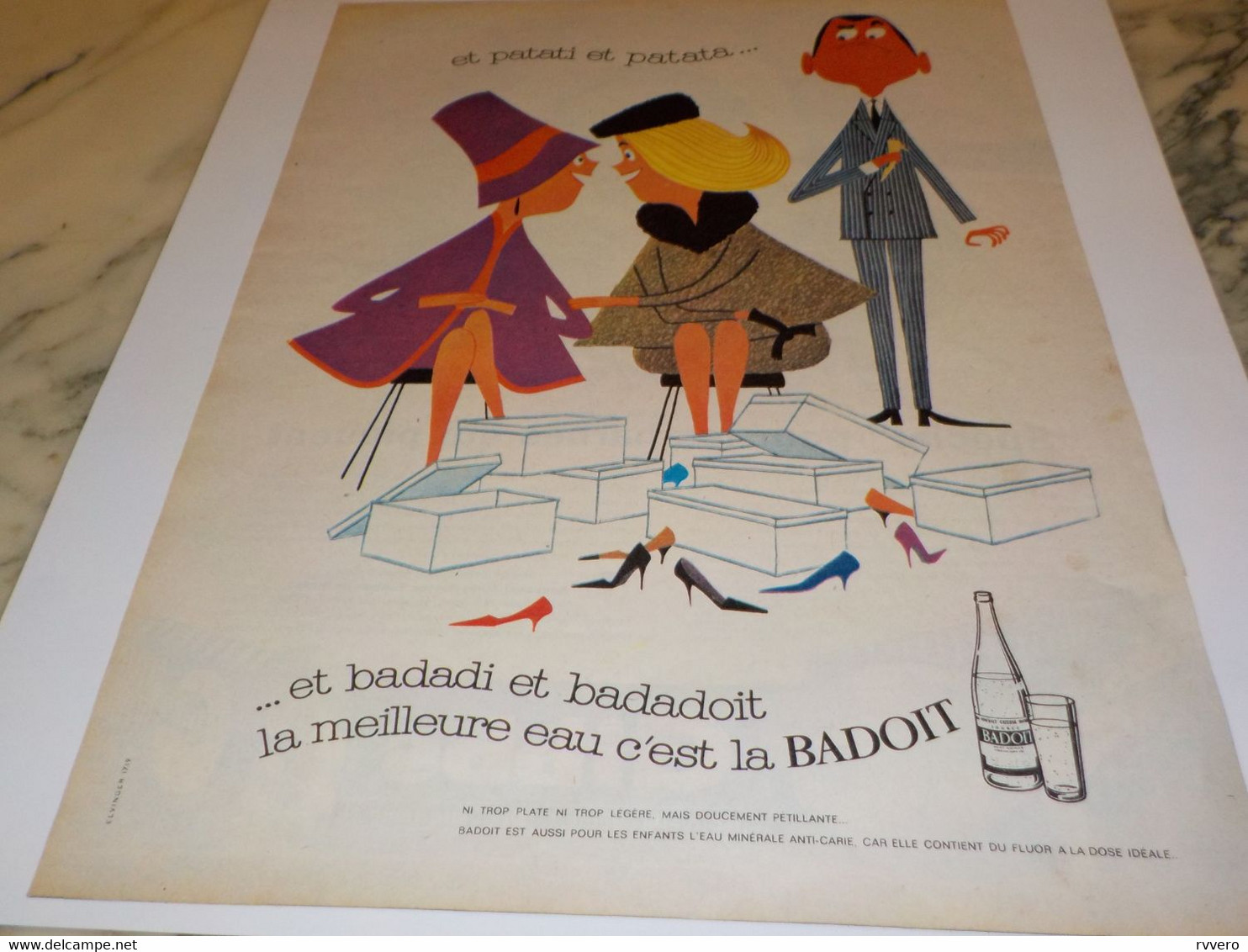 ANCIENNE PUBLICITE EAU MINERALE BADOIT  1961 - Affiches