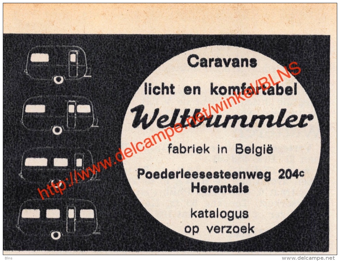 Weltbummler - Poederleesesteenweg Herentals - Campers Caravan - 1967 - Illustration 9x7cm - Camping