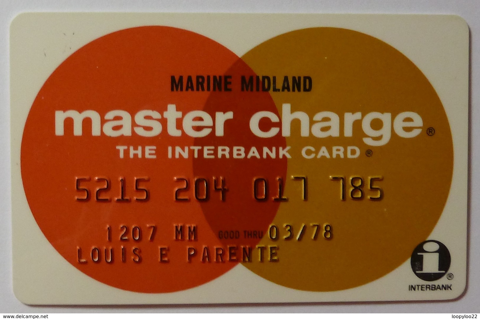 USA - Credit Card - Master Charge - Marine Midland - Exp 03/78 - Mag 2A - Used - Tarjetas De Crédito (caducidad Min 10 Años)