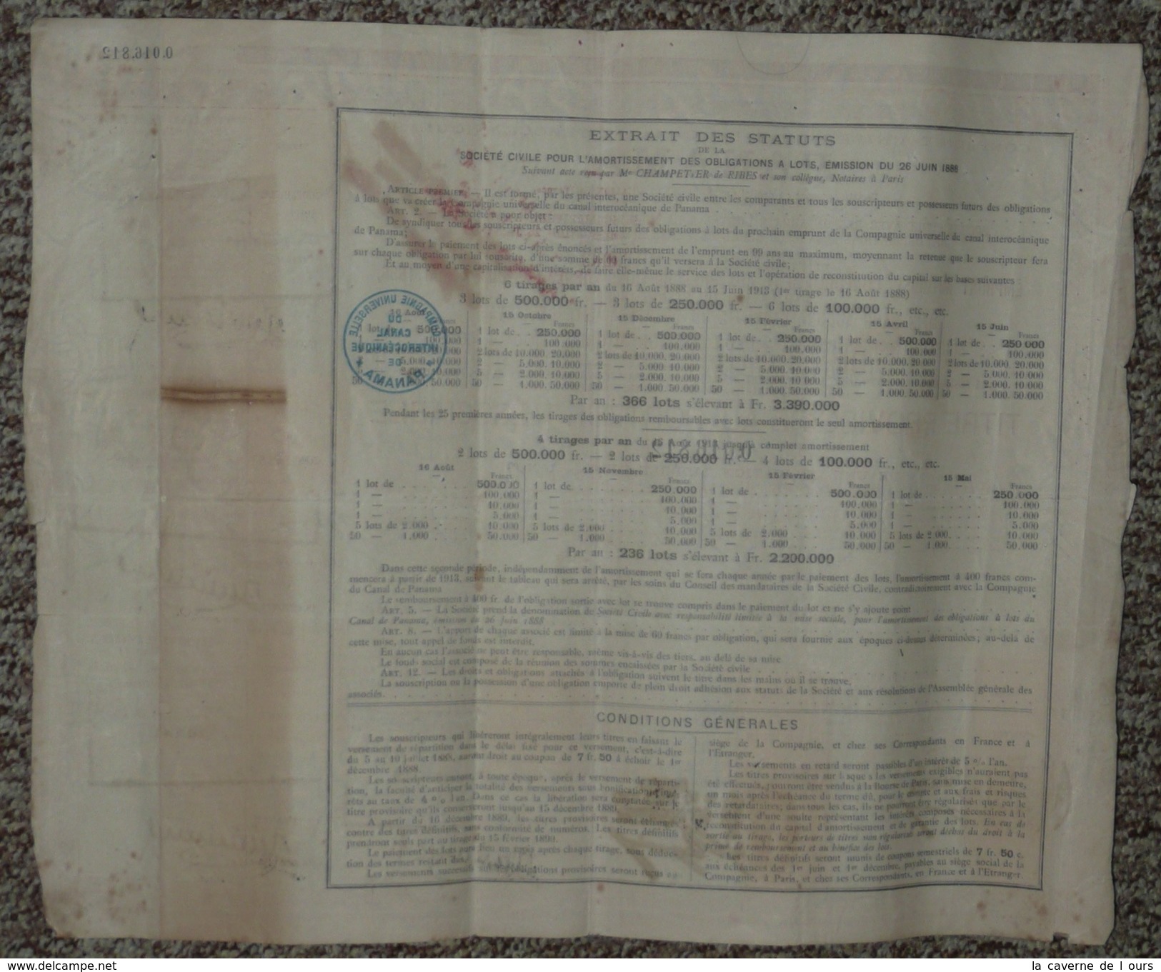 Titre Au Porteur, Cie Compagnie Universelle Du Canal Interocéanique De PANAMA, 1889, Bon/Action/Obligation Vignettes - Autres & Non Classés