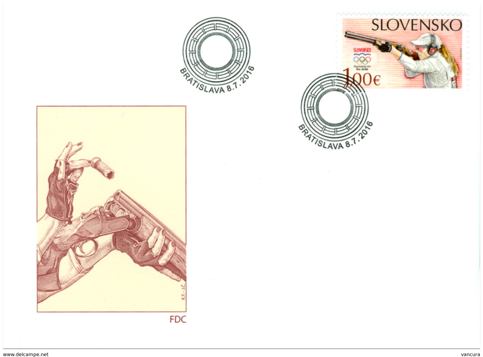 FDC 615 Slovakia Olympic Games Rio De Janeiro  2016 Shooting - Eté 2016: Rio De Janeiro