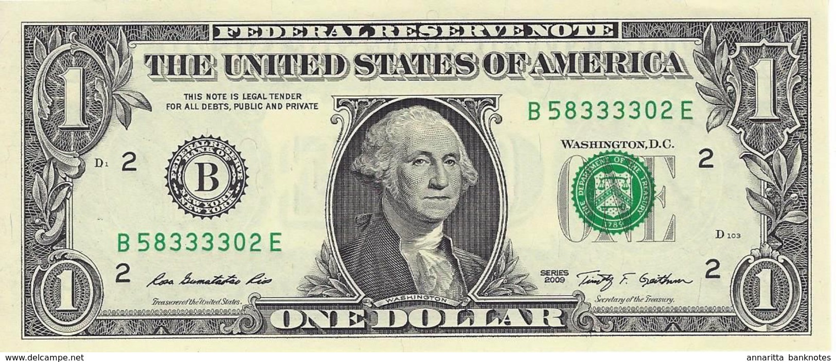 UNITED STATES 1 DOLLAR 2009 P-530B UNC NEW YORK [ US530B ] - Federal Reserve Notes (1928-...)