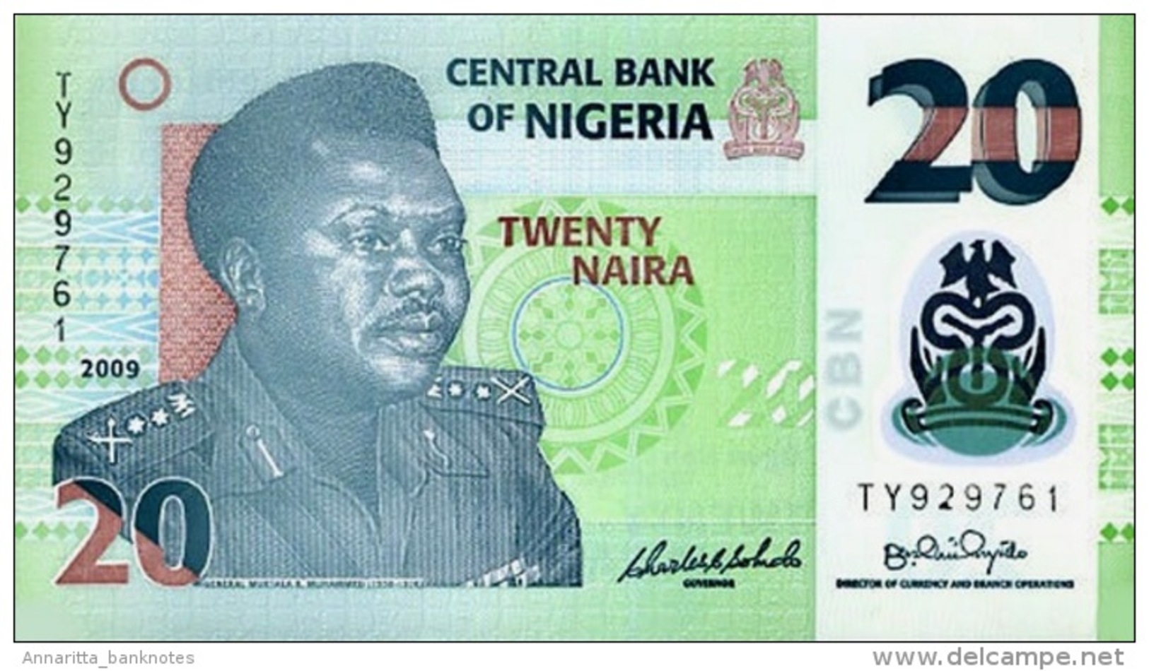 NIGERIA 20 NAIRA 2009 P-34e UNC  [NG232f] - Nigeria