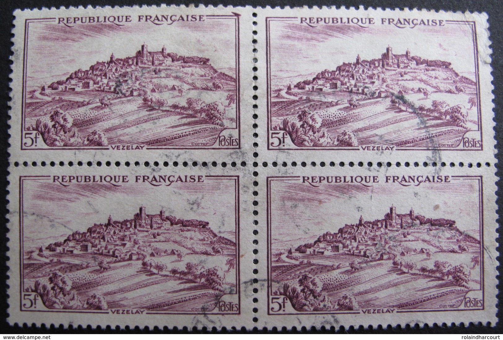 LOT 3804/40 - 1946 - LE VEZELAY - BLOC DE 4 TIMBRES - N° 759 - Oblitérés