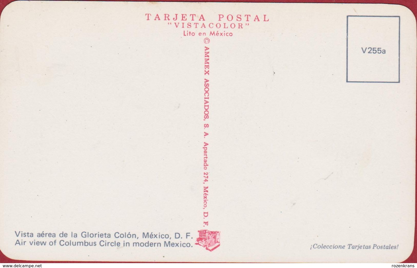 Mexico Columbus Circle La Glorieta Colon Tarjeta Postal - Mexique