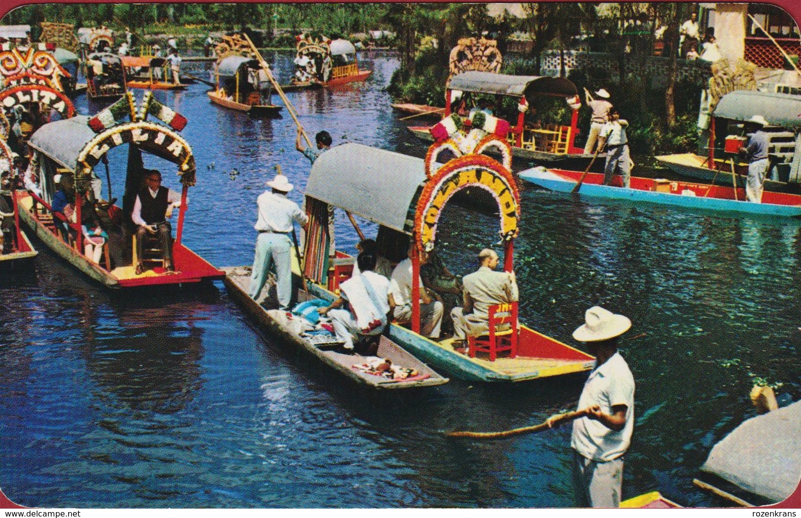 Mexico Xochimilco Jardines Flotantes Trajineras Decoradas Con Flores Flower Decked Boats Floating Gardens - Mexico