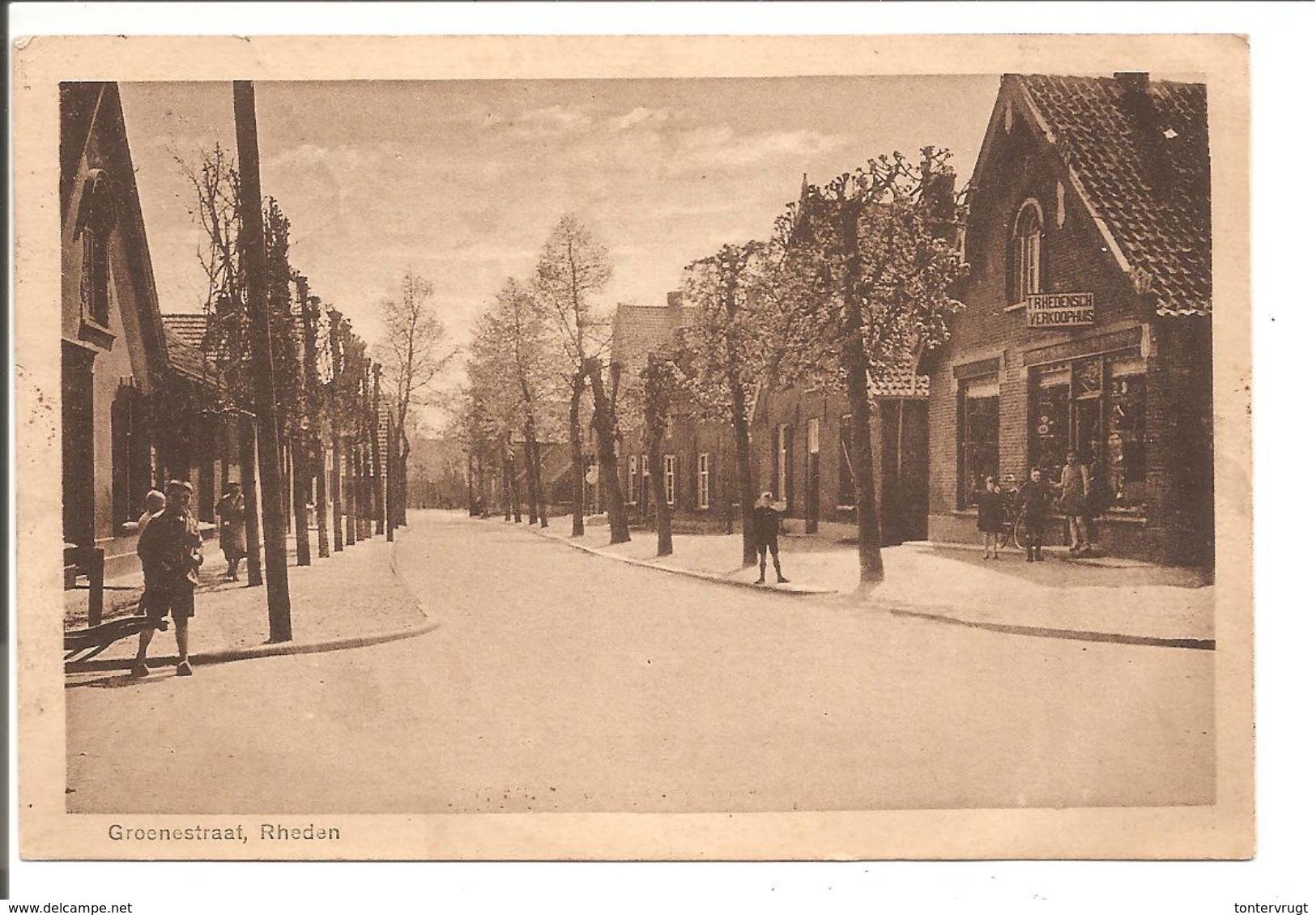 Rheden.Groenestraat Met 't Rhedensch Verkoophuis. Blokstempel Trein ARNHEM-ZWOLLE I - Rheden