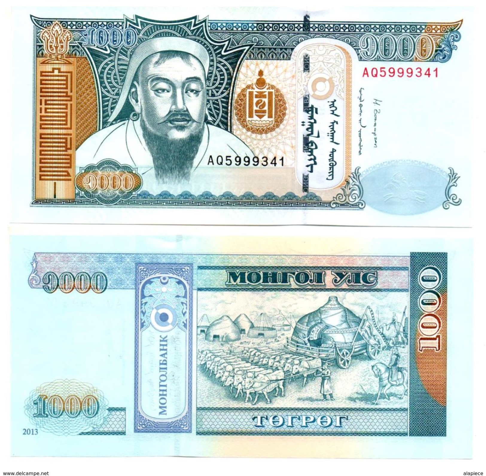 Mongolie - 1000 Tugrik 2013 (UNC) - Mongolia