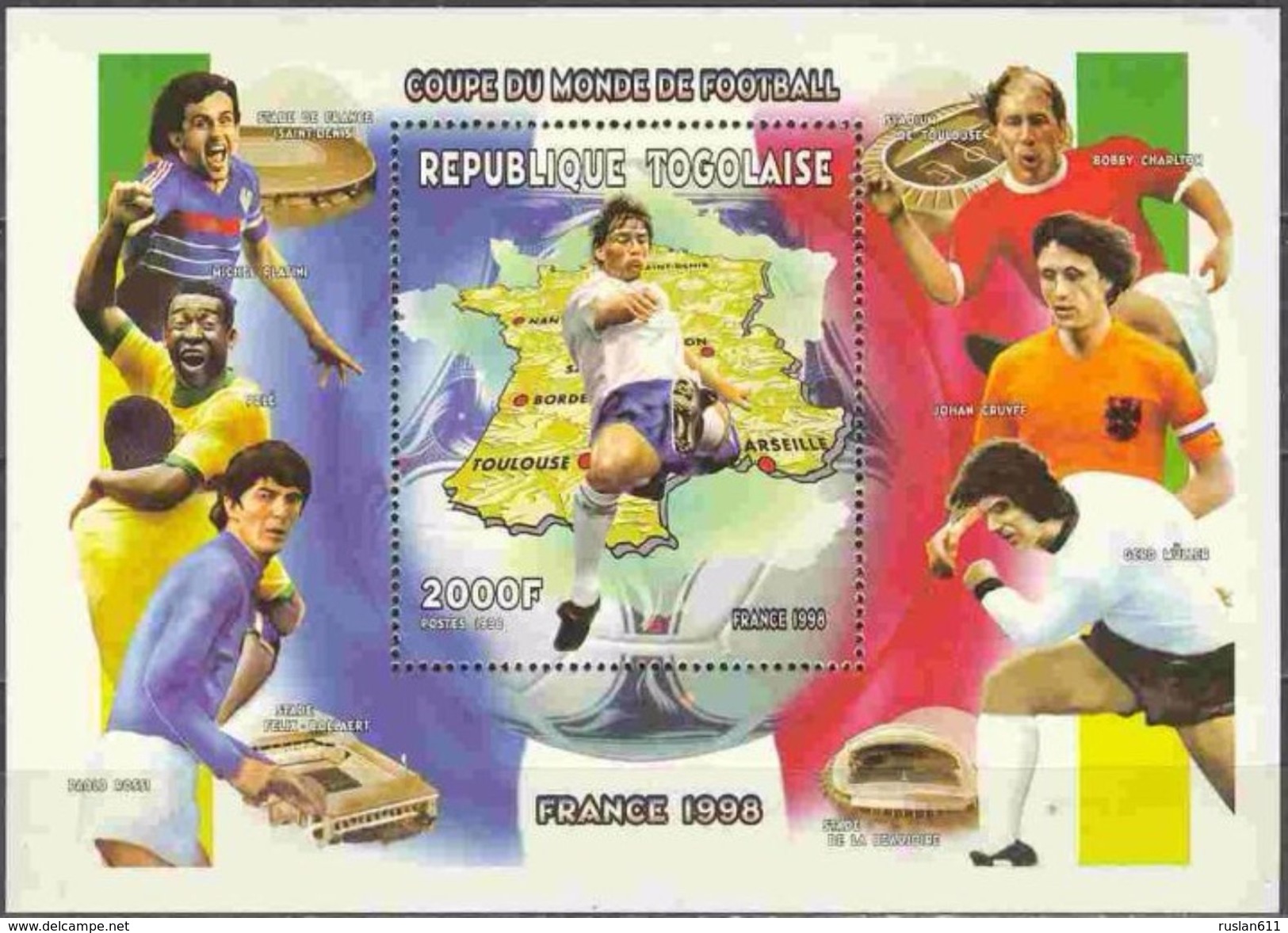 Soccer Football Togo Bl 422 1998 World Cup France MNH ** - 1998 – France