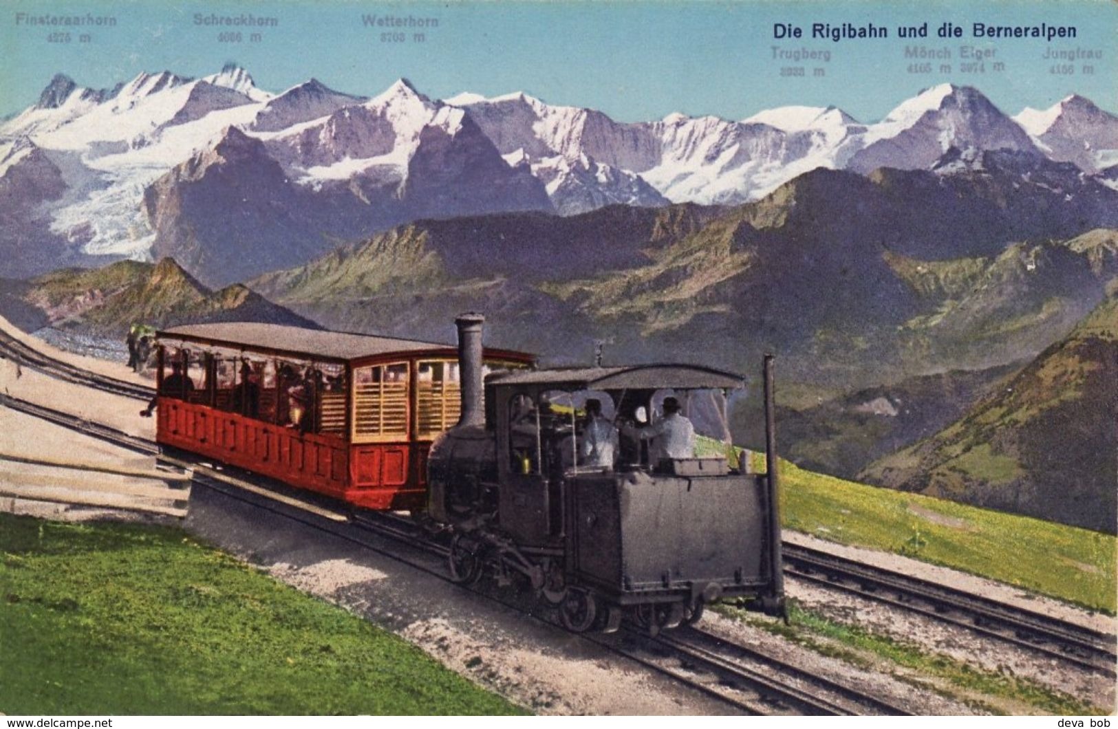 Vintage Railway Postcard Rigi-Bahn Und De Berneralpen Switzerland Rack Mountain - Trains