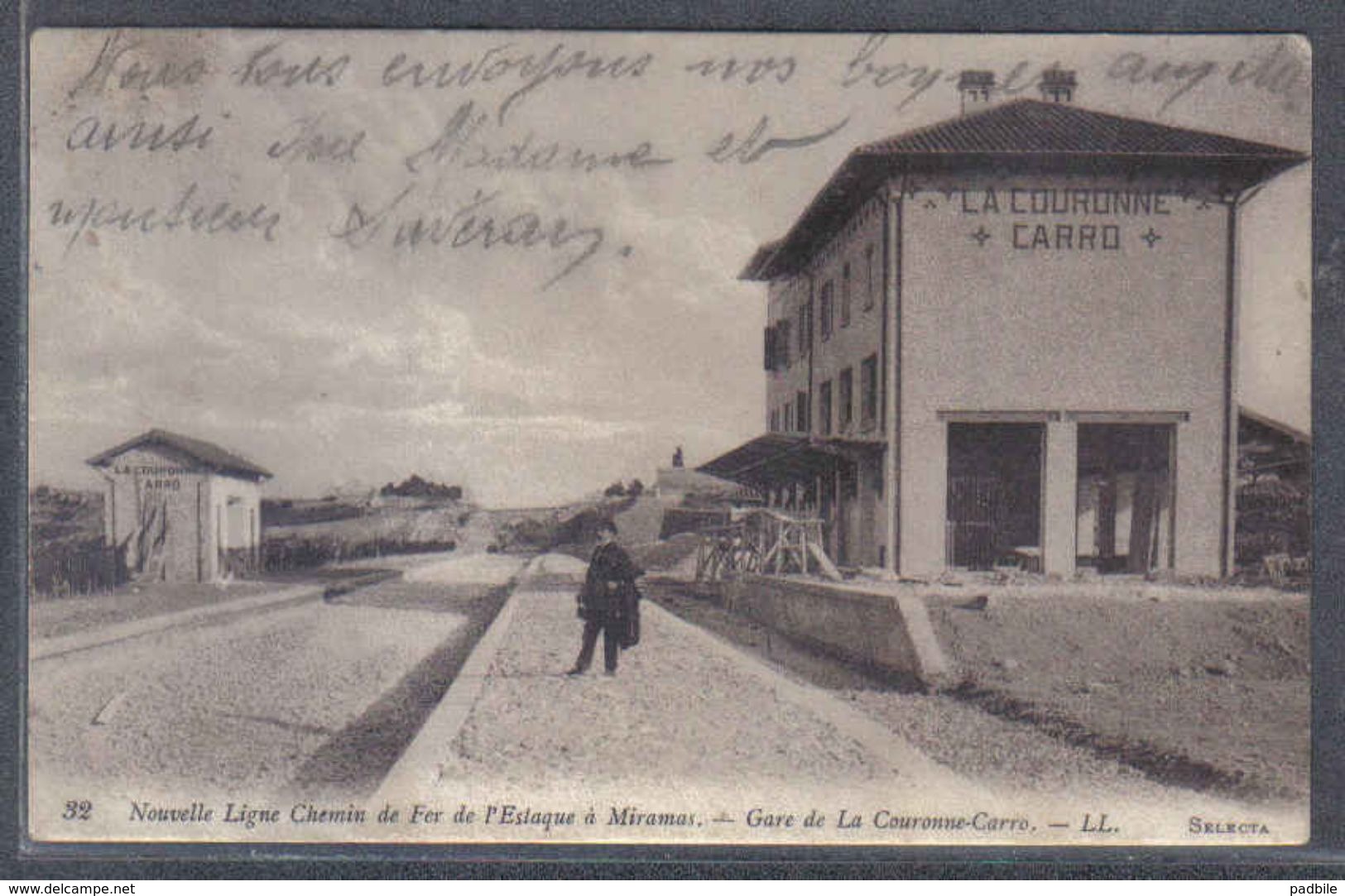 Carte Postale 13. La Couronne-Carro  La Gare  Nouvelle Ligne Chemin De Fer L'Estaque à Miramas    Trés Beau Plan - Autres & Non Classés