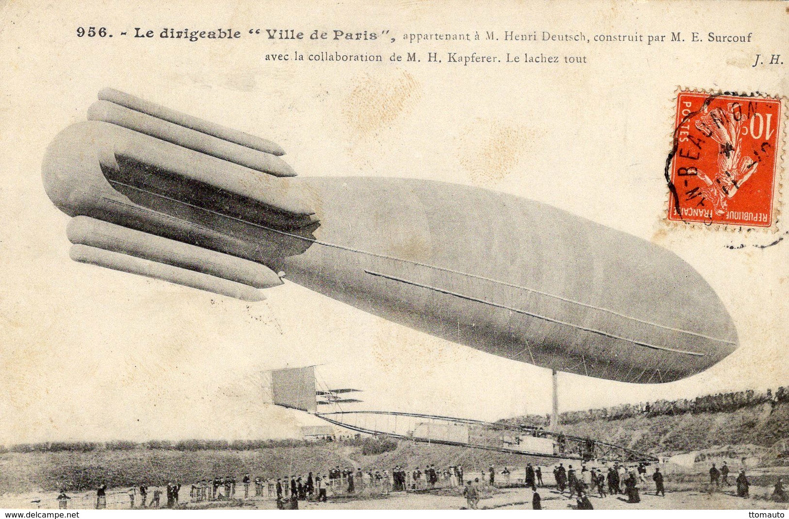 Le Dirigeable 'Ville-De-Paris' Appartenant à Henri Deutsch, Construit Par M.E.Surcouf  -  CPA - Zeppeline