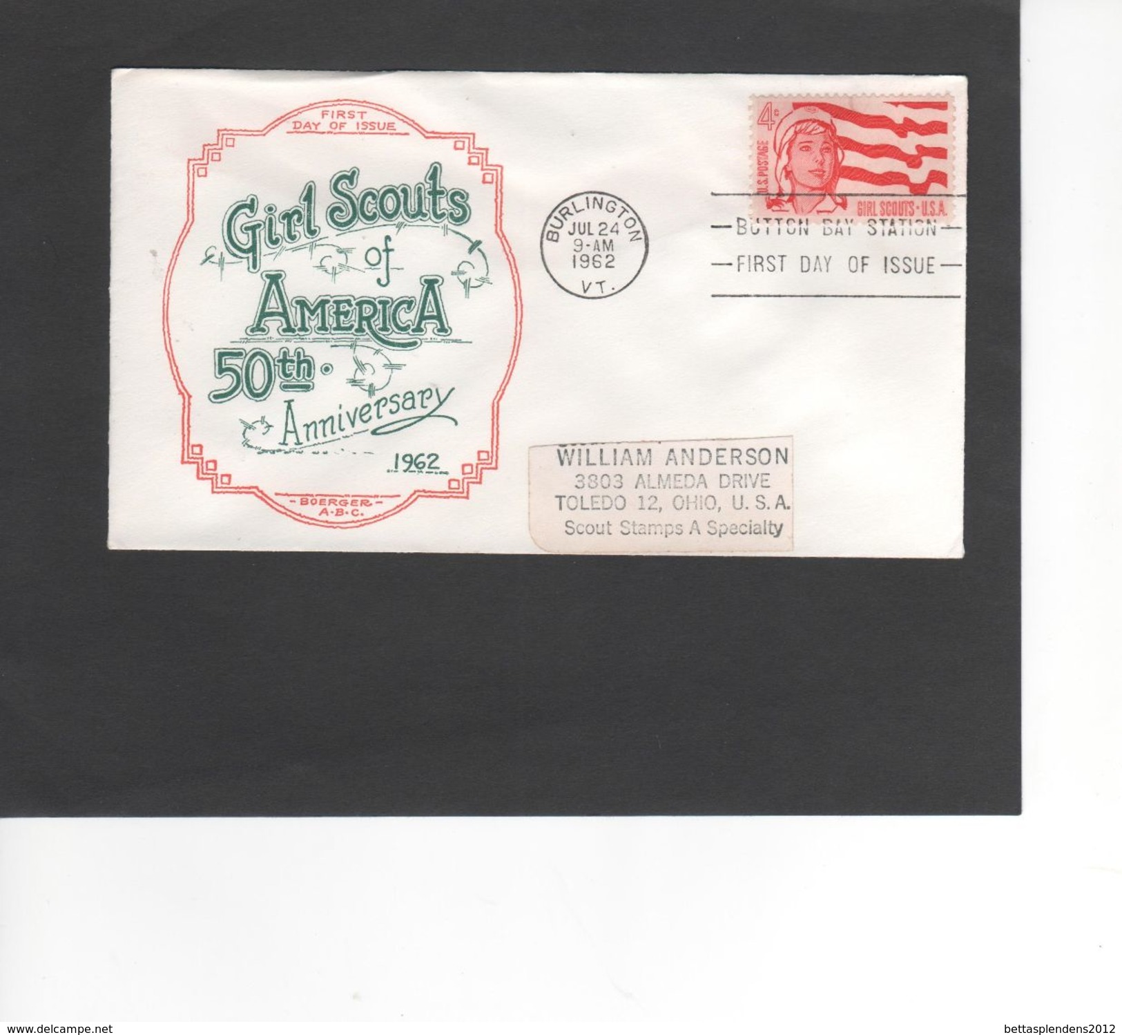 SCOUTISME / GIRL SCOUTS OF AMERICA / BURLINGTON / FDC1962 ( REF 463) - Lettres & Documents