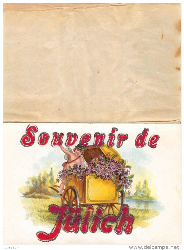 JULICH  SOUVENIR DE.. FANTAISIE  CARTE DESSINEE  AVEC FEUILLET PAPIER DE PROTECTION - Juelich