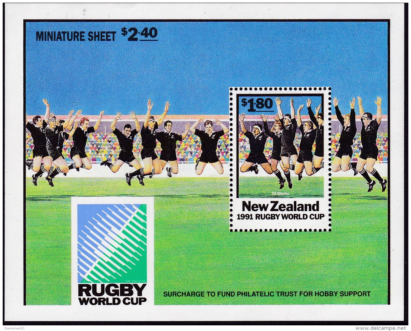 New Zealand 1991 Rugby World Cup Sheet Sc 1057a Mint Never Hinged - Unused Stamps