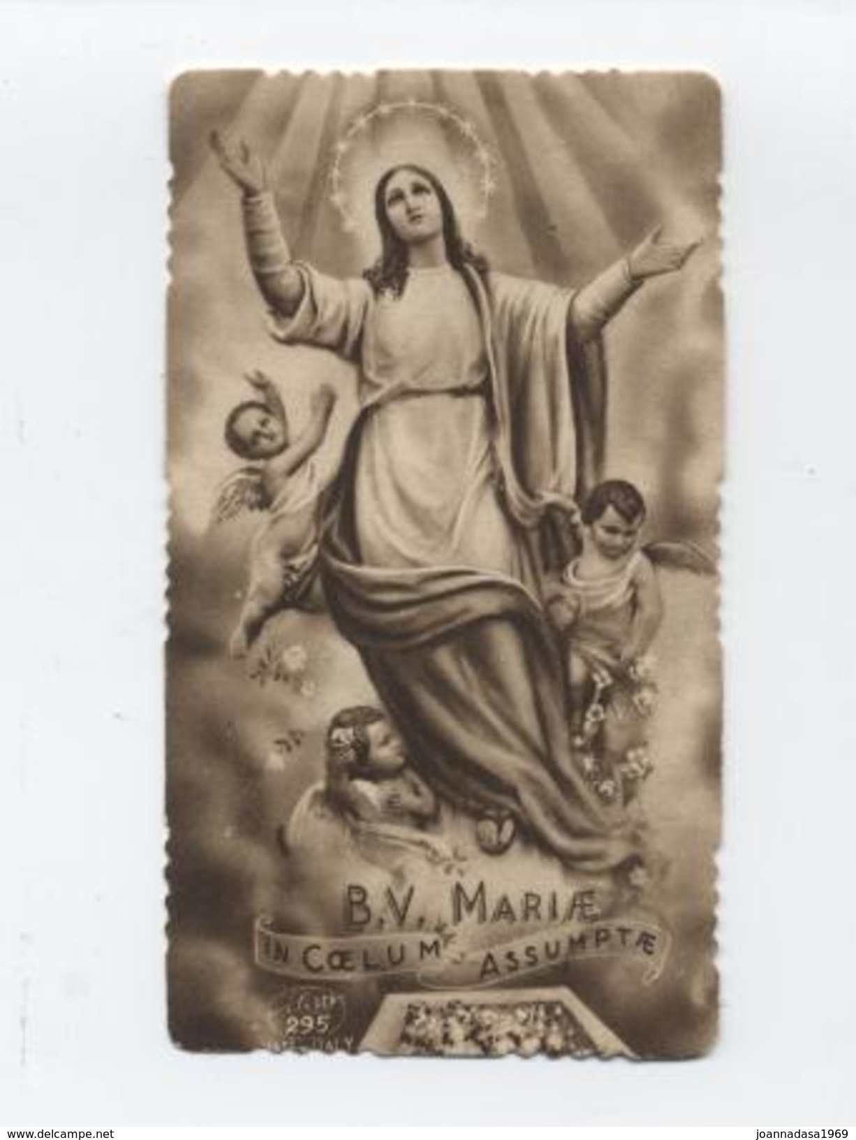 SANTINO Maria Vergine Madonna Assunta In Cielo Serie Eb 295 Seppia   Holy Card - Santini