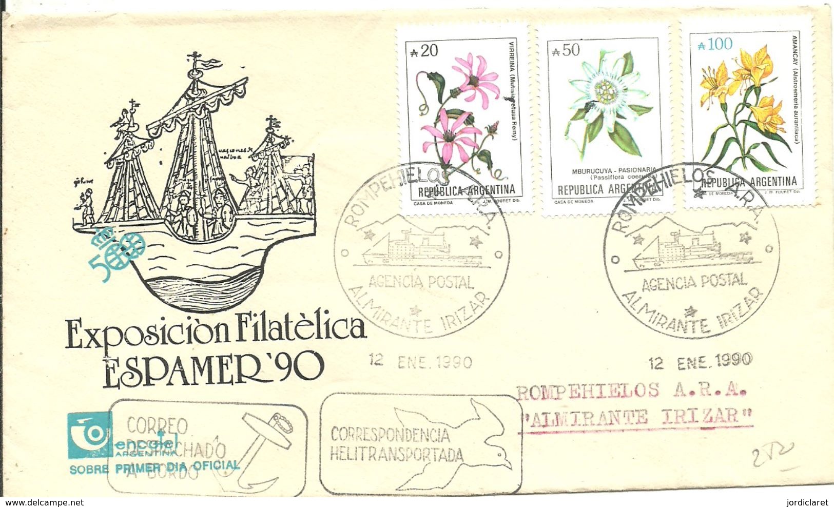 POSTMARKET  1990  ARGENTINA  ROMPEHIELOS - Antarctische Expedities