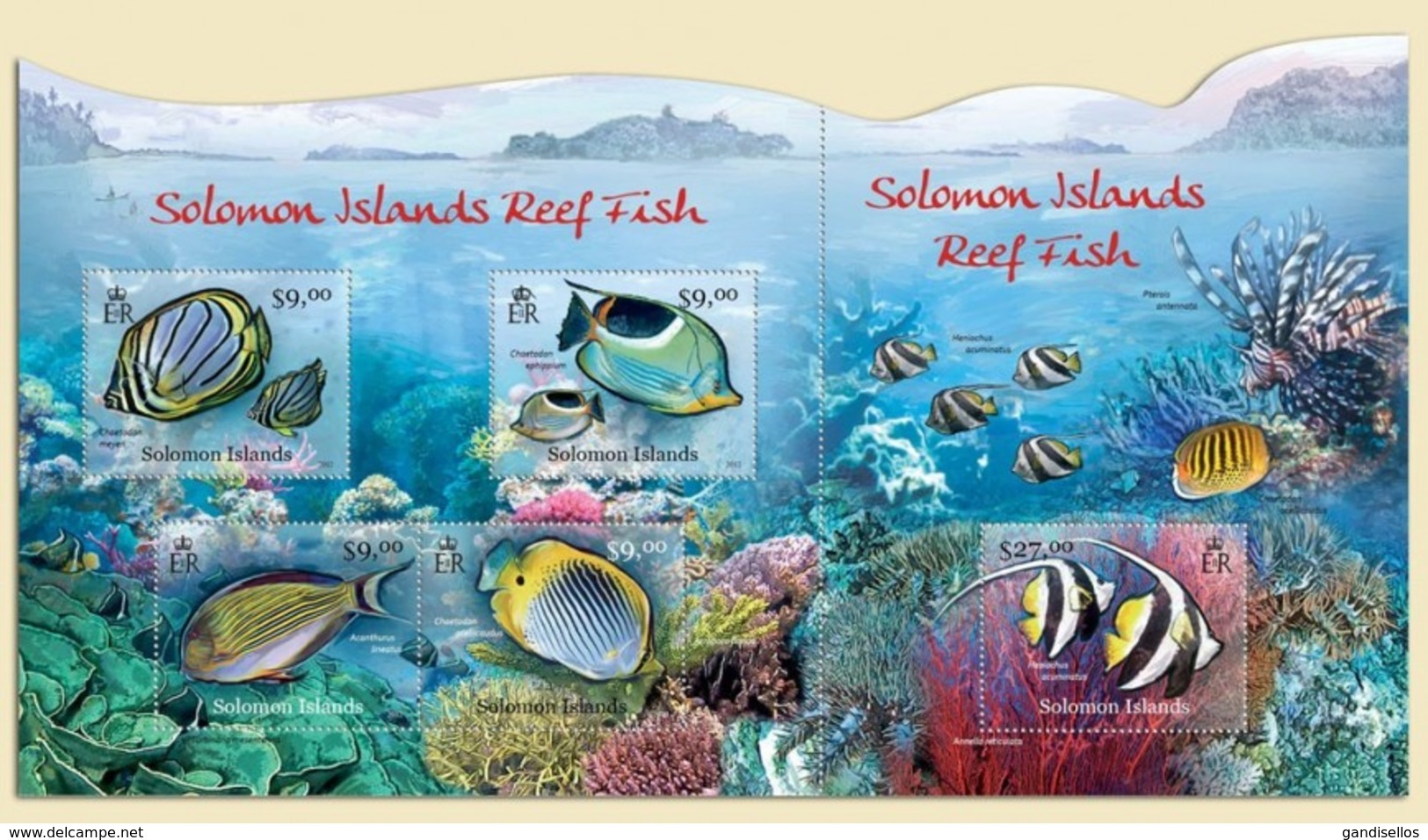 SOLOMON ISLANDS 2012 SHEET REEF FISH FISHES PECES PEIXES DE RECIFE MARINE LIFE POISSONS Slm12114c - Solomon Islands (1978-...)